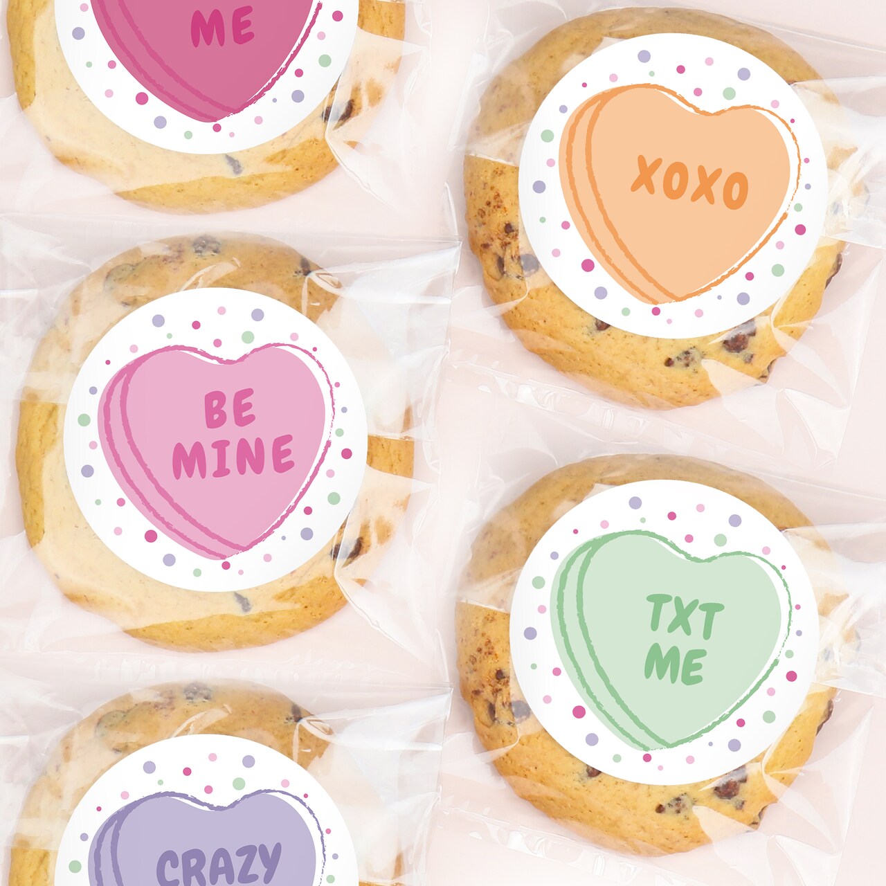 Big Dot of Happiness Valentine Hearts Stickers & Clear Cookie Bags, Cellophane Treat Bags 4.25x7 Inches, Galentine's & Valentine's Favor Gifts - 25 Ct